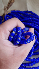 7-8mm antique venetian white heart trade beads 24" long strand