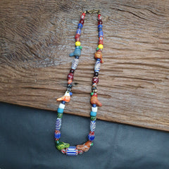 Vintage old african, venetian art mix glass beads necklaceGift