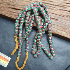 Watermelon Chevron Venetian Glass Bead Strand (10mm)