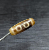 Tibetan Agate Dzi Bead Amulet: 3 Circle Eyes Stone