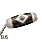 Tibetan Agate Dzi Bead Amulet: Diamond Eyes