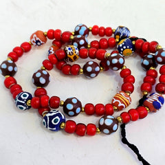 8mm venetian white heart african venetian style dotted beads necklace