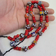 8mm venetian white heart african venetian style dotted beads necklace