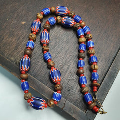 Vintage venetian style beads collection white heart chevron beads necklace b21