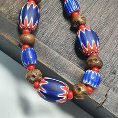 Vintage venetian style beads collection white heart chevron beads necklace b21