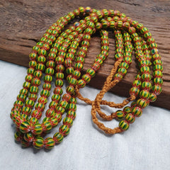 Vintage green yellow chevron beads venetian african style beads 8mm