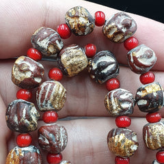 Antique vintage bodhi gold leafed beads tibetan burma buddhist power beads