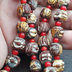 Antique vintage bodhi gold leafed beads tibetan burma buddhist power beads