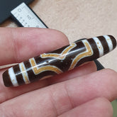 3 eyes bead tibetan dzi bead old amulet agate stone