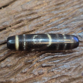 Vintage old tibetan 2 eyes 5 stripes agate stone dzi bead big amulet