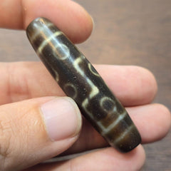 Vintage old tibetan 9 eyes agate stone dzi bead big amulet