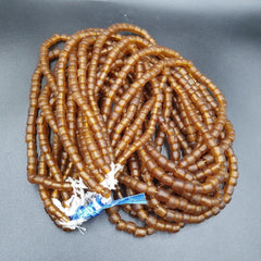 2 vintage old african brown glass stripes beads 7-9mm beads strand x 2Gift