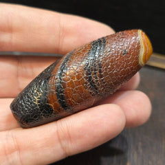 Dragon Skin Agate Bead: Himalayan Tibetan Amulet