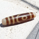 Himalayan tibetan dzi 2 eyes triple line spiritual amulet mala bead