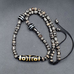 Vintage antique agate 4 eye bead tibet himalayan dzi pendant necklace