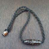 8 eyes tibetan himalayan bead old amulet red agate vintage pendant necklace