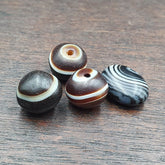 Antique tibetan banded agate bead natural patterns agate amulet lot 4 pcs