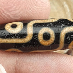 9 Eyes Dzi Bead Tibetan Agate Necklace – Unique Himalayan Indo Pattern, Spiritual Protection Jewelry