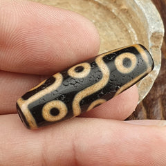 9 Eyes Dzi Bead Tibetan Agate Necklace – Unique Himalayan Indo Pattern, Spiritual Protection Jewelry