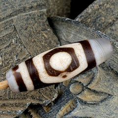 3 Eye Agate Dzi Bead: Antique Himalayan Spiritual Charm
