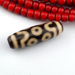 7 eyes unique pattern himalayan tibetan agate dzi bead amulet lucky charm bead