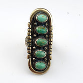 Vintage Arizona Green Turquoise Ring: Adjustable Brass Band, USA Made
