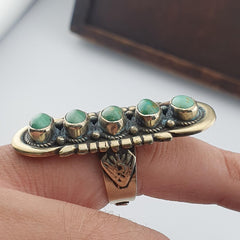 Vintage Arizona Green Turquoise Ring: Adjustable Brass Band, USA Made