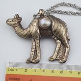 Pearl Tibetan Pendant Necklace: Antique Animal Figurine Jewelry