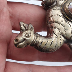 Pearl Tibetan Pendant Necklace: Antique Animal Figurine Jewelry