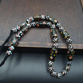 Vintage african venetian style skunk thousand eyes glass beads strandGift
