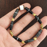 Antique old yemeni agate natural white 1 line black gate beaded bracelet