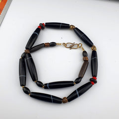 Antique old yemeni agate natural rare pattern banded agate beads 9 pieces