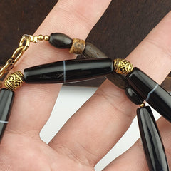 Antique old yemeni agate natural rare pattern banded agate beads 9 pieces