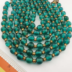 Antique Style Green Glass Bead Necklace: African 9mm Beads