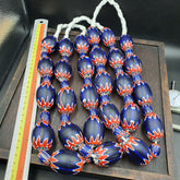 500g antique venetian inspired african blue glass chevron with big beads 30x20mmGift