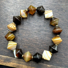 Himalayan tibetan soleimani agate beads, unique shape beaded bracelet 14mm Gift