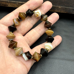 Himalayan tibetan soleimani agate beads, unique shape beaded bracelet 14mm Gift