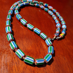 Venetian inspired glass beads multicolor chevron beads necklace #109Gift