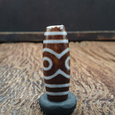Tibetan Old 3 eyes Agate Dzi Bead Unique Pattern Amulet Pendant STB-13