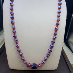 Old blue chevron beads 9mm 6 layers Chevron glass beaded necklace Gift