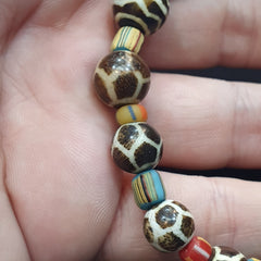 South Asian Old Pumtek pyu beads petrified Wood Stone beads Bracelet