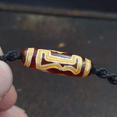 3 eyes taiwan etched age bead old amulet red agate vintage pendant necklace