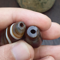 2 himalayan indo tibetan unique pattern agate beads suleimany eye agate amulet