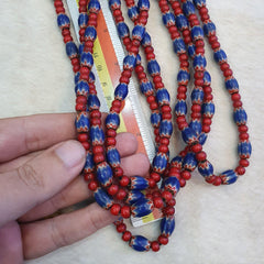 Beads of antiquity vintage venetian white heart and blue chevron beads necklace