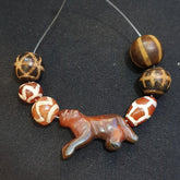 Antique animal figurine carving agate etched agate and pumtek beads lot