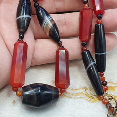Vintage Carnelian Suleimanagate Necklace: Middle Eastern Beaded Jewelry