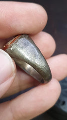 Antique tibetan etched agate center stone red carnelian sterling silver ring