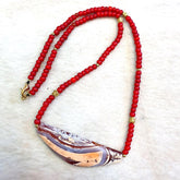 Agate Amulet Necklace: Venetian Whiteheart Beads, Vintage Style