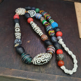 African Venetian Glass & Pumtek Bead Necklace: Art Mix Style