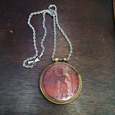 Agate carnelian intaglio stone mix silver decorated big pendant necklace